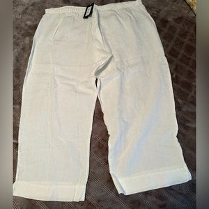 Bryn Walker White Linen Capri Pants 2X